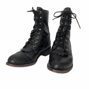 Black Lace - Up Justin Boots  No.56352 Sz 5